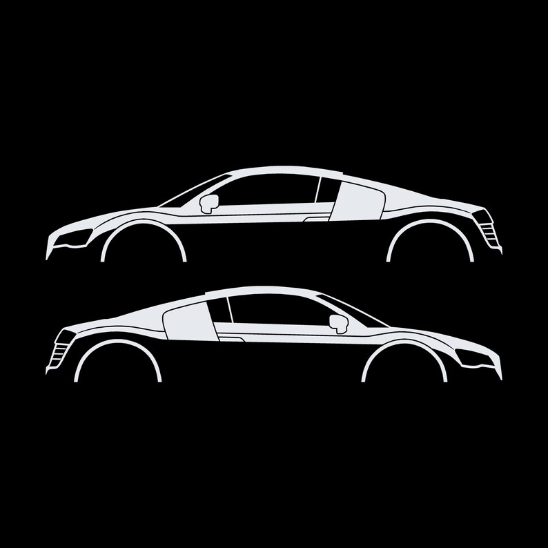 Juego de 2 pegatinas con silueta de coche para Audi R8 Coupé de primera generación imagen 3
