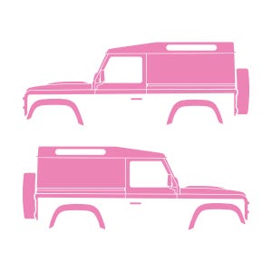 Set mit 2 Van-Silhouette-Aufklebern für Land Rover Defender 90 Classic Soft Pink