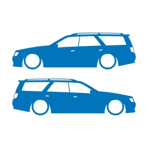 Juego de 2 pegatinas decorativas con silueta de coche rebajado para Nissan Stagea 1996-98 WC34 Zenki Wagon Sky Blue