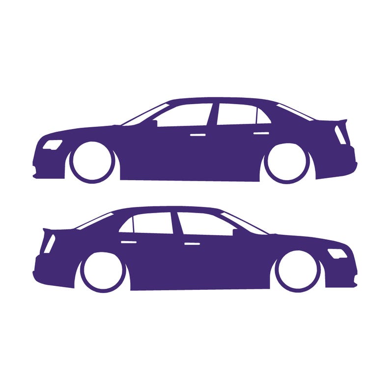 Set Of 2 Lowered Car Silhouette Decal Stickers For Chrysler 300 300C 2nd Gen 2011+ Sedan Purple