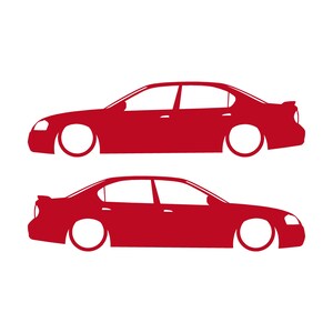Juego de 2 pegatinas decorativas con silueta de coche rebajado para Nissan Maxima de 5ª generación. Rojo