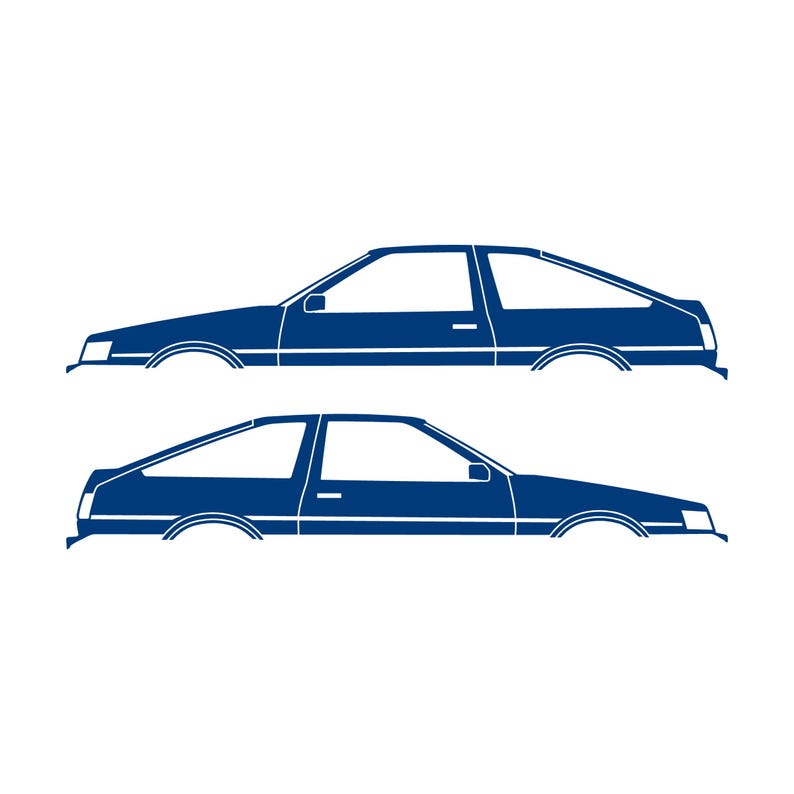 Set Of 2 Car Silhouette Decal Stickers For Toyota AE86 Corolla Levin Hatchback Blue