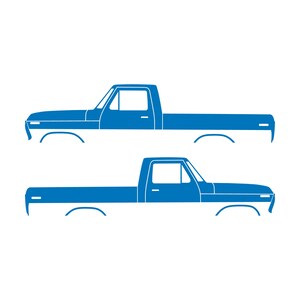 Juego de 2 calcomanías con silueta de auto para Ford F100 de sexta generación con caja corta. Sky Blue