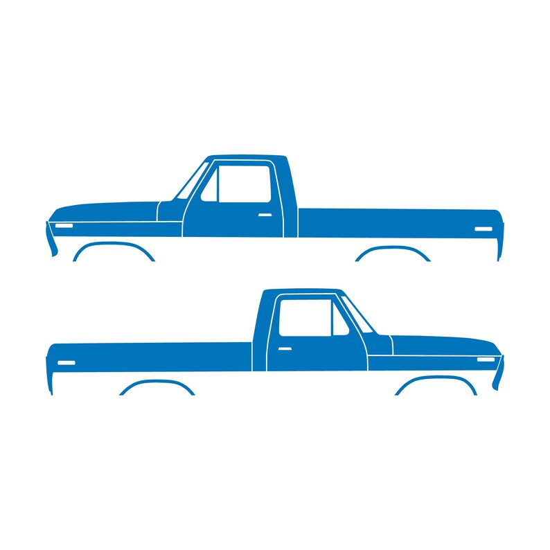 Juego de 2 calcomanías con silueta de auto para Ford F100 de sexta generación con caja corta. Sky Blue