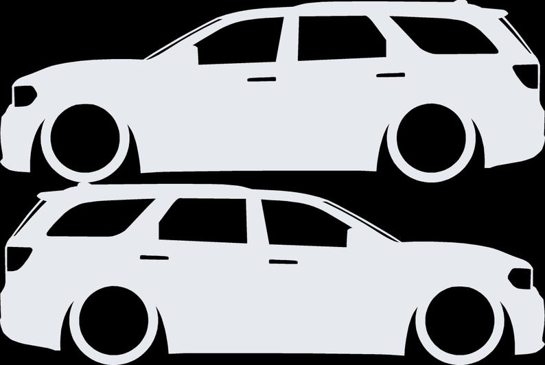 Set Of 2 Car Silhouette Decal Stickers For Dodge Durango 3rd Gen White