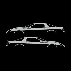 Set Of 2 Car Silhouette Decal Stickers For Chevrolet Camaro SS 4th Gen 1998-2002 Coupe Light Grey