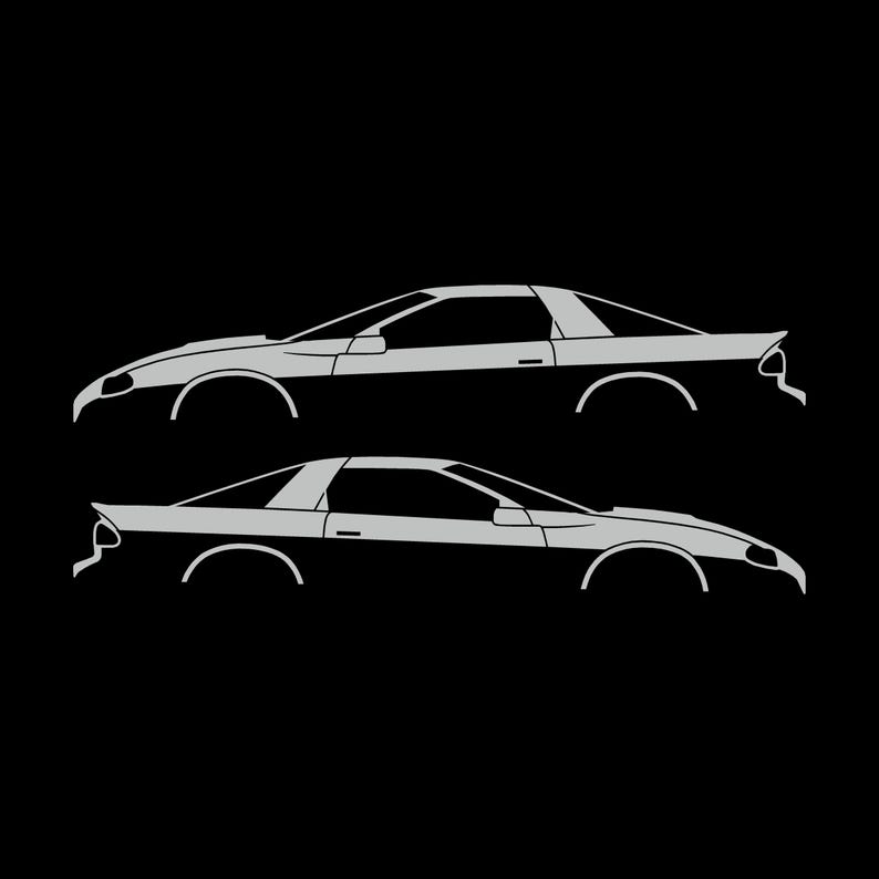 Set Of 2 Car Silhouette Decal Stickers For Chevrolet Camaro SS 4th Gen 1998-2002 Coupe Light Grey