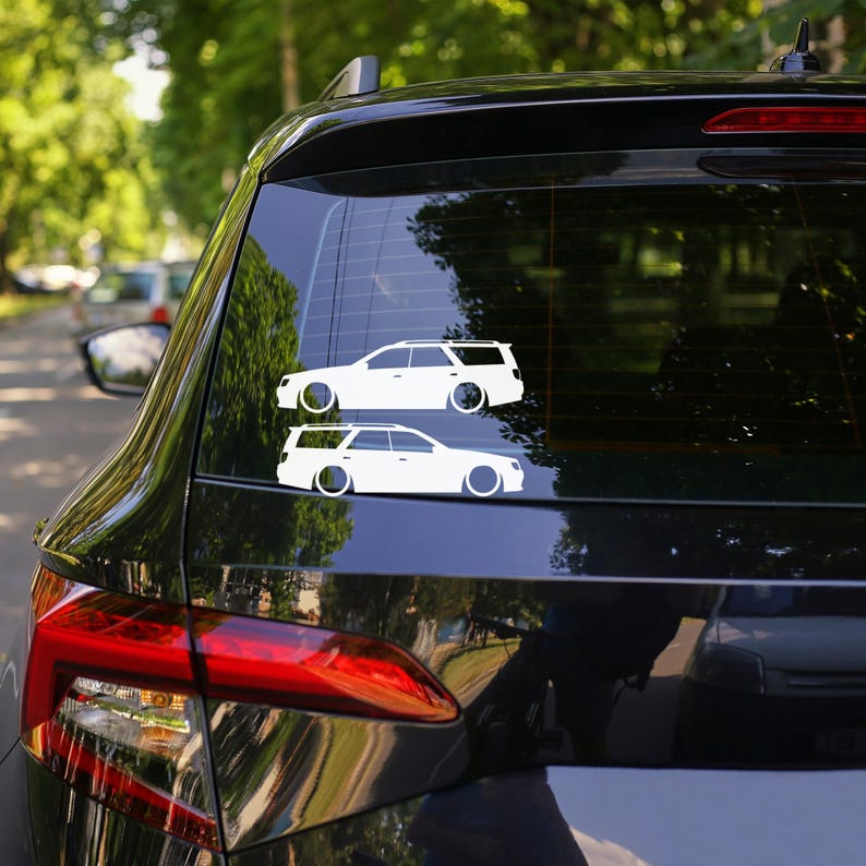 Juego de 2 pegatinas decorativas con silueta de coche rebajado para Nissan Stagea 1996-98 WC34 Zenki Wagon imagen 2