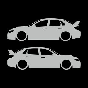 Set mit 2 Auto-Silhouette-Aufklebern für Subaru WRX STI VA 2014 Limousine Light Grey
