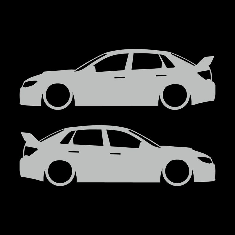 Set mit 2 Auto-Silhouette-Aufklebern für Subaru WRX STI VA 2014 Limousine Light Grey