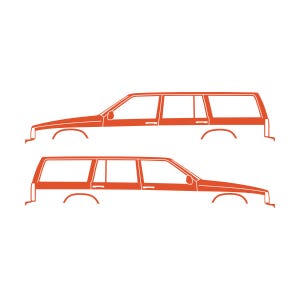Zestaw 2 naklejek z sylwetkami samochodów do Volvo 745 Wagon Pomarańczowy