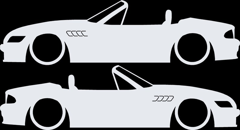 Set Of 2 Car Silhouette Decal Stickers For BMW Z3 Roadster White
