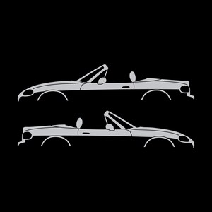 Set Of 2 Lowered Car Silhouette Decal Stickers For Mazda Miata MX5 NB Silver