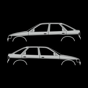 Set Of 2 Car Silhouette Decal Stickers For Ford Escort Mk5 5-door Hatchback Light Grey