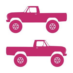 Set Of 2 Car Silhouette Decal Stickers For Ford F100 6th Gen Long Bed Pink
