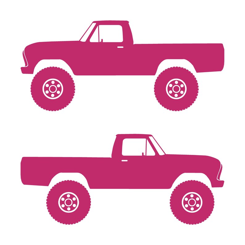 Set Of 2 Car Silhouette Decal Stickers For Ford F100 6th Gen Long Bed Pink