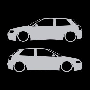 Set Of 2 Lowered Car Silhouette Decal Stickers For Audi A3 S3 8L 1996-2003 Silver