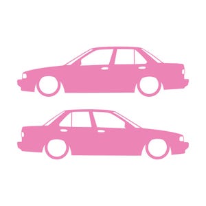 Juego de 2 pegatinas decorativas con silueta de coche rebajado para JDM para Nissan Sentra SE-R Soft Pink