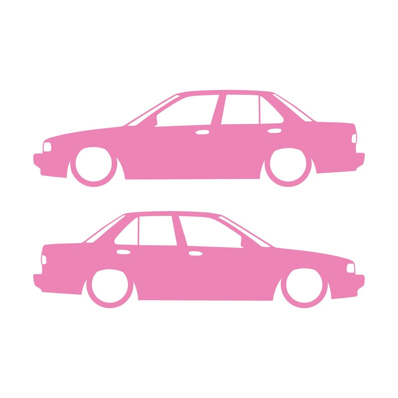 Juego de 2 pegatinas decorativas con silueta de coche rebajado para JDM para Nissan Sentra SE-R Soft Pink