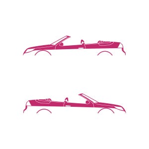 Set Of 2 Car Silhouette Decal Stickers For Saab 9-3 Facelift 2nd Gen Convertible Pink