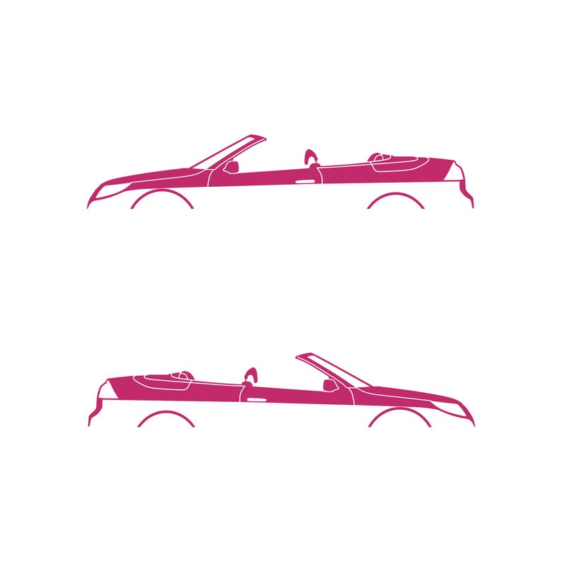 Set Of 2 Car Silhouette Decal Stickers For Saab 9-3 Facelift 2nd Gen Convertible Pink
