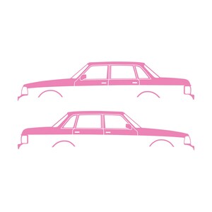Set Of 2 Car Silhouette Decal Stickers For Volvo 244 Sedan Soft Pink
