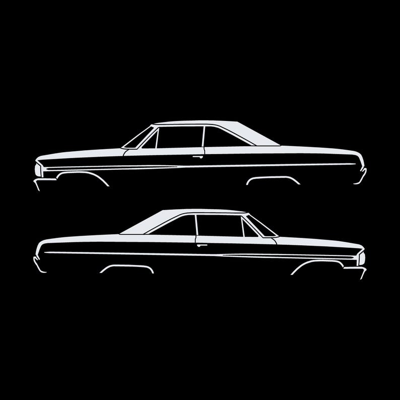 Set Of 2 Car Silhouette Decal Stickers For Ford Galaxie White