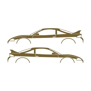 Set Of 2 Car Silhouette Decal Stickers For Mitsubishi Eclipse 2nd Gen 2Gb 1997-99 GS-T GSX Rear Spoiler Gold