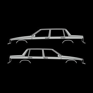 Set Of 2 Car Silhouette Decal Stickers For Volvo 744 Sedan Light Grey
