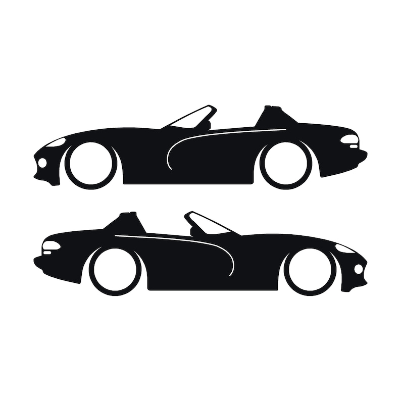 Set mit 2 Aufklebern für tiefergelegte Fahrzeuge für Dodge Viper Roadster der 1. Generation Schwarz