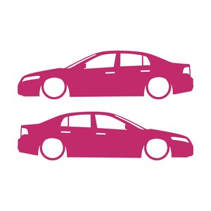 Set Of 2 Lowered Car Silhouette Decal Stickers For Acura TL UA6 2004-08 3rd Gen Sedan Pink
