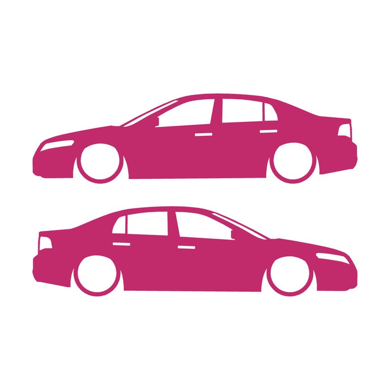 Set Of 2 Lowered Car Silhouette Decal Stickers For Acura TL UA6 2004-08 3rd Gen Sedan Pink