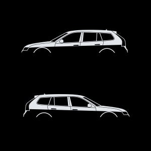 Juego de 2 pegatinas con silueta de coche para Saab 9-3 Early Spec 2nd Gen Sports Tourer Wagon Blanco