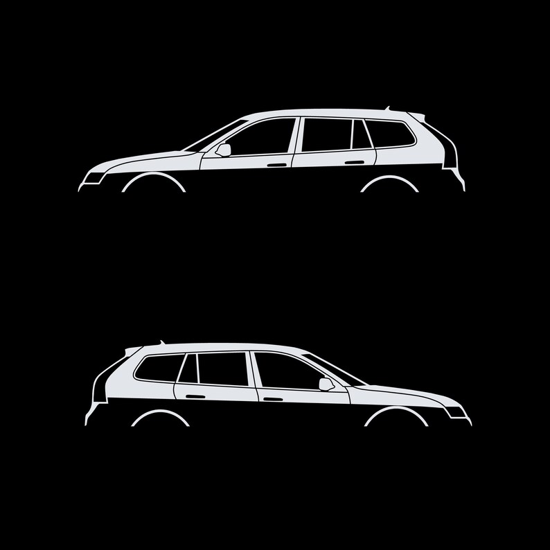 Juego de 2 pegatinas con silueta de coche para Saab 9-3 Early Spec 2nd Gen Sports Tourer Wagon Blanco
