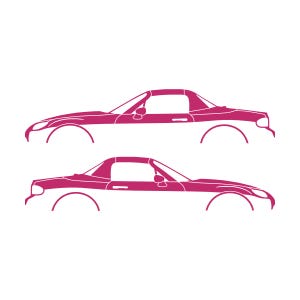Set Of 2 Lowered Car Silhouette Decal Stickers For Mazda Miata MX5 NC Pink