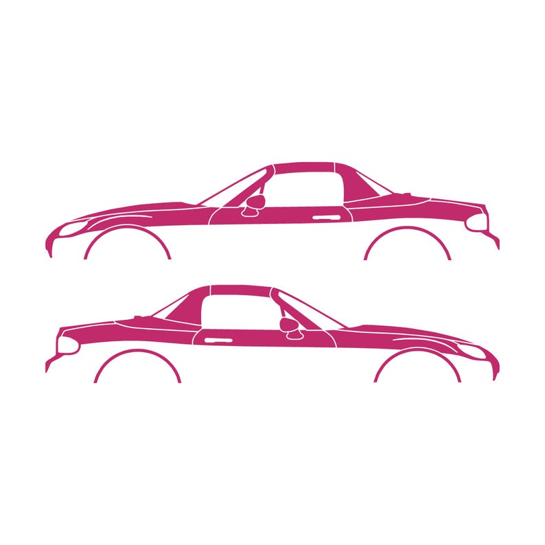 Set Of 2 Lowered Car Silhouette Decal Stickers For Mazda Miata MX5 NC Pink