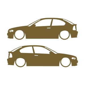 Juego de 2 pegatinas decorativas con silueta de coche rebajado para BMW E46 Compact Hatchback Oro