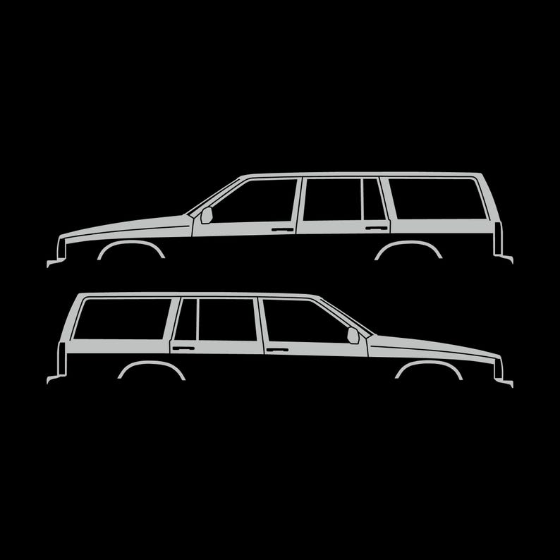 Zestaw 2 naklejek z sylwetkami samochodów do Volvo 745 Wagon Light Grey