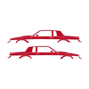 Set Of 2 Car Silhouette Decal Stickers For Buick Grand National Coupe Red
