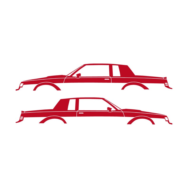 Set Of 2 Car Silhouette Decal Stickers For Buick Grand National Coupe Red
