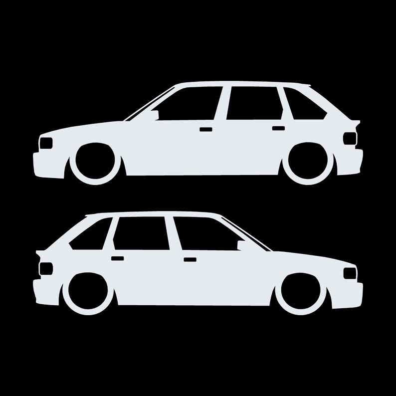Set Of 2 Lowered Car Silhouette Decal Stickers For MG Maestro Turbo White