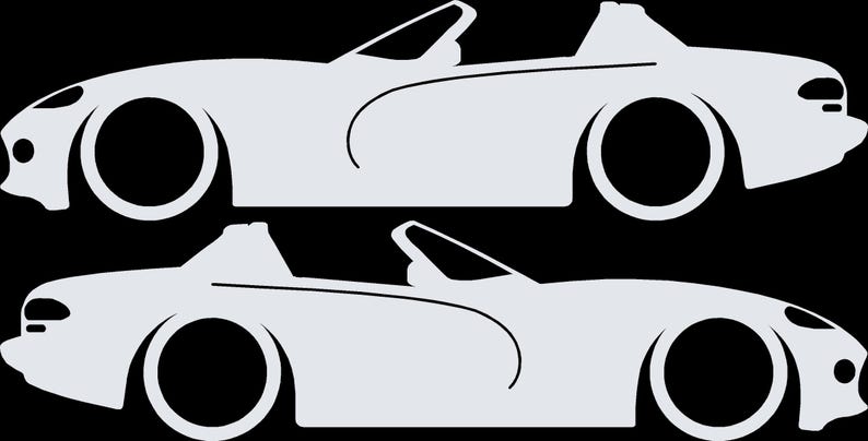 Set mit 2 Aufklebern für tiefergelegte Fahrzeuge für Dodge Viper Roadster der 1. Generation Weiß