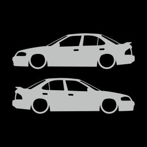 Juego de 2 pegatinas con silueta de coche para Nissan Sentra SE-R B15 Light Grey