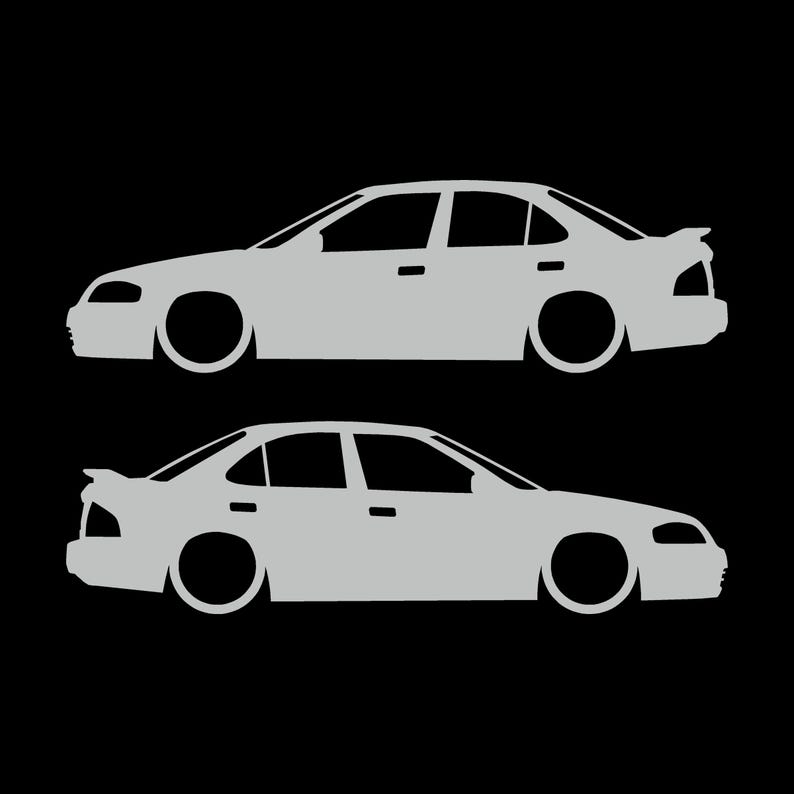 Juego de 2 pegatinas con silueta de coche para Nissan Sentra SE-R B15 Light Grey