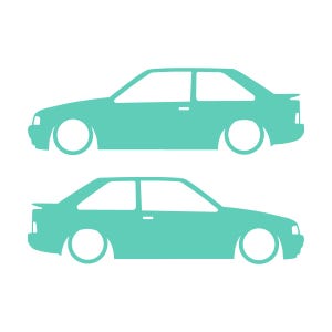 Set Of 2 Car Silhouette Decal Stickers For Ford Escort Mk4 RS Turbo XR3i Mint