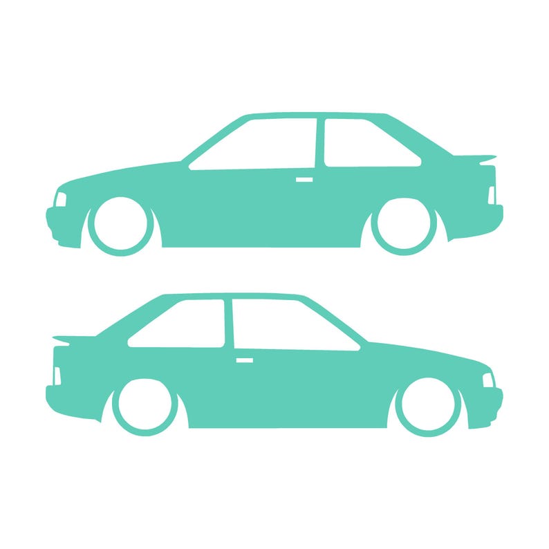 Set Of 2 Car Silhouette Decal Stickers For Ford Escort Mk4 RS Turbo XR3i Mint
