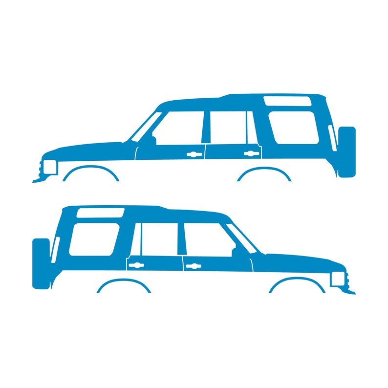 Set Of 2 Lifted Car Silhouette Decal Stickers For Land Rover Discovery 1 2 Classic Light Blue