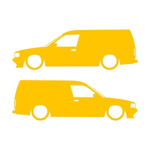 Juego de 2 pegatinas decorativas con silueta de furgoneta rebajada para Rover Maestro Amarillo