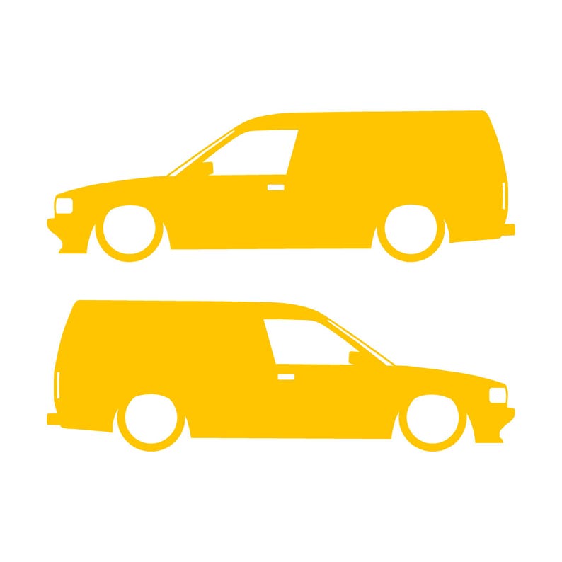 Juego de 2 pegatinas decorativas con silueta de furgoneta rebajada para Rover Maestro Amarillo