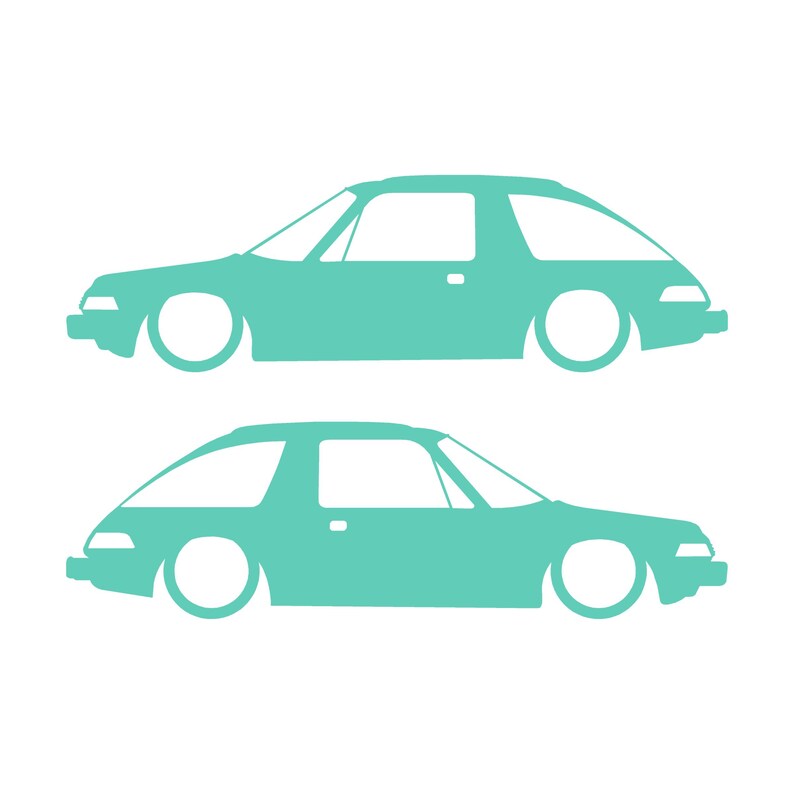 Juego de 2 pegatinas decorativas con silueta de coche rebajado para AMC Pacer Classic Mint